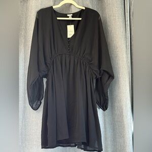 A New Day Black V-Neck Bishop Sleeve Sundress